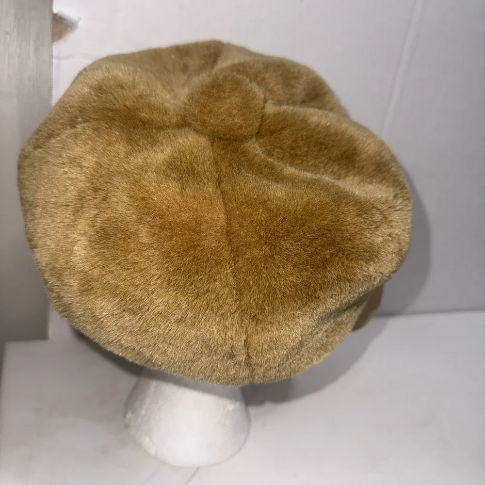 Vintage 90s Y2K‎ Puffy Plush Velour Cabbie Cap Baker Boy Newsboy Hat